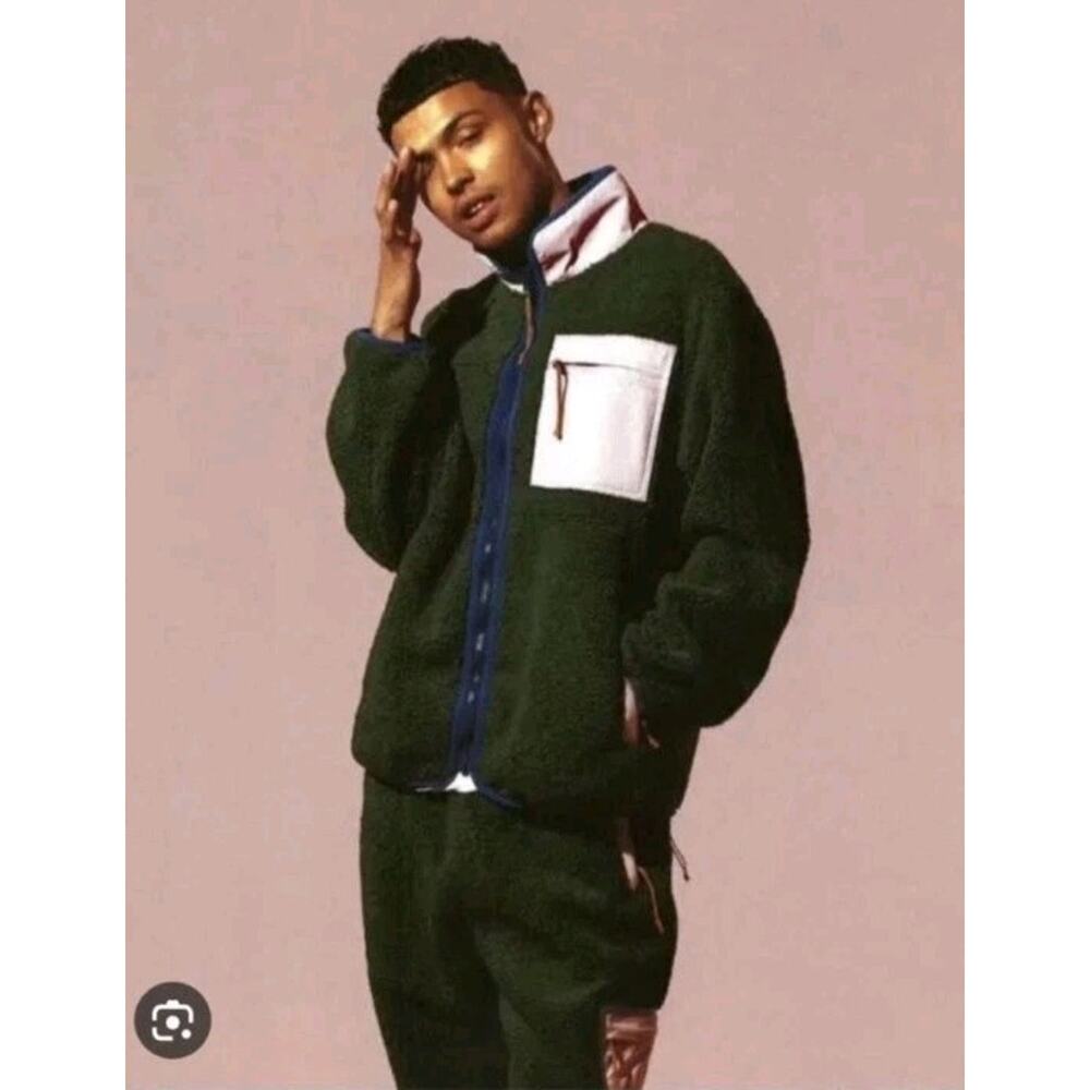 Golf Wang Tyler The Creator Sherpa Fleece Full Zip Jacket Mens Size M Green Pink